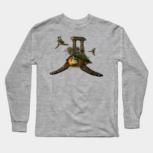 Fantasy turtles with flowers and ruin Long Sleeve T-Shirt